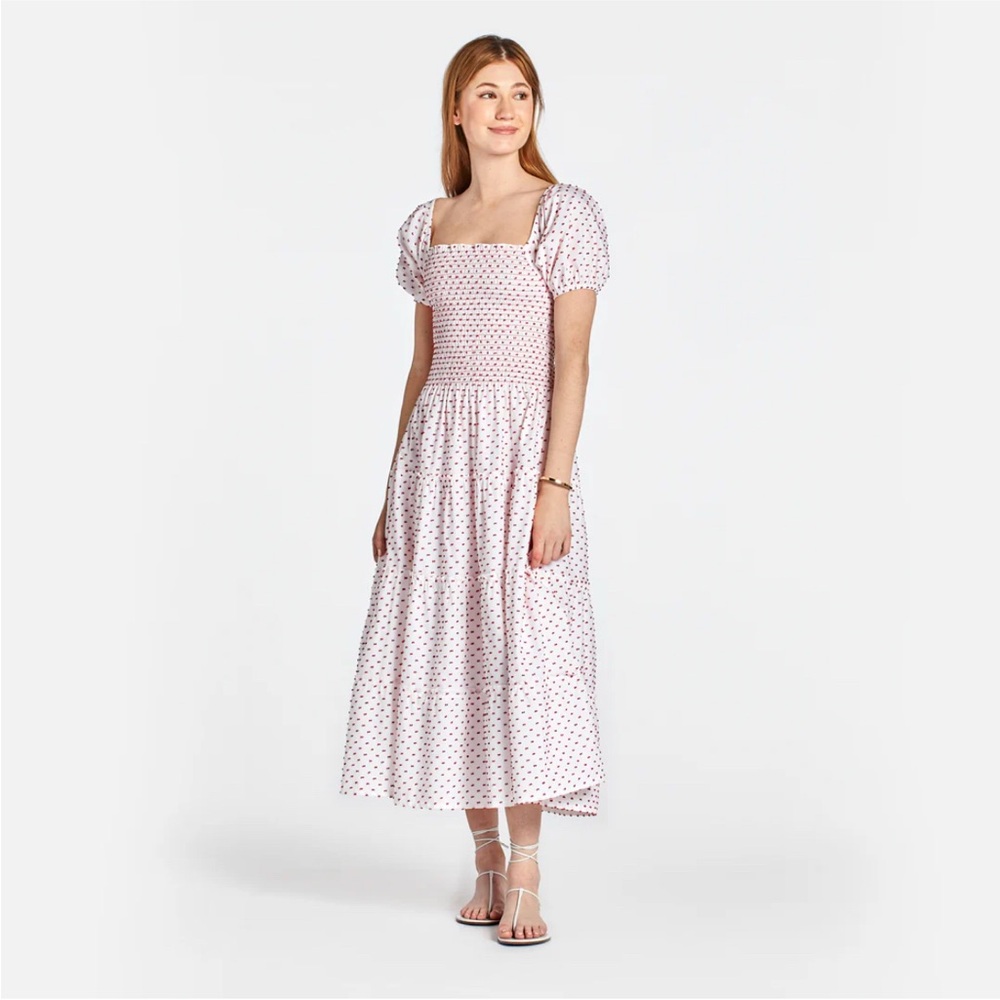 Maxwell & Geraldine The Kate Dress Polka Dot White And Red Cottagecore Boho XS